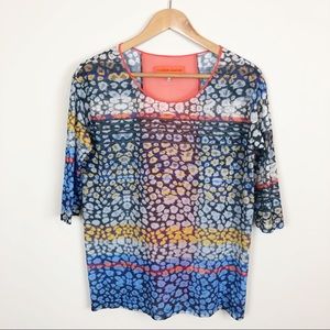 Clover Canyon Sheer 3/4 Sleeve Print Top